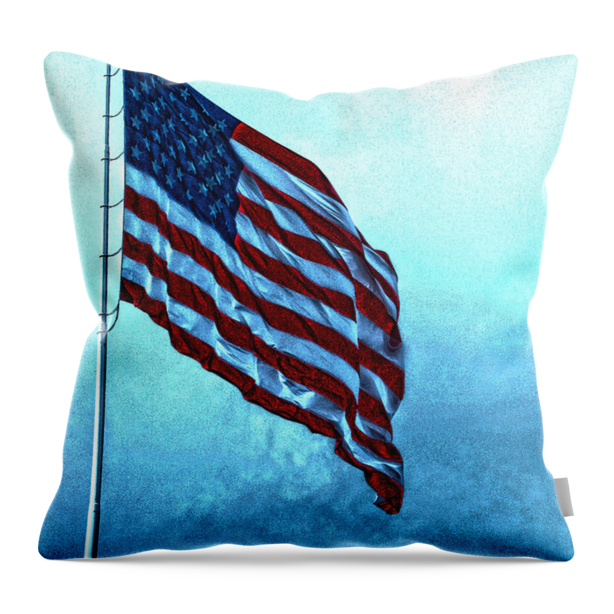 America Throw Pillow featuring the photograph American Flag Veterans Park Huntsville Alabama by Lesa Fine