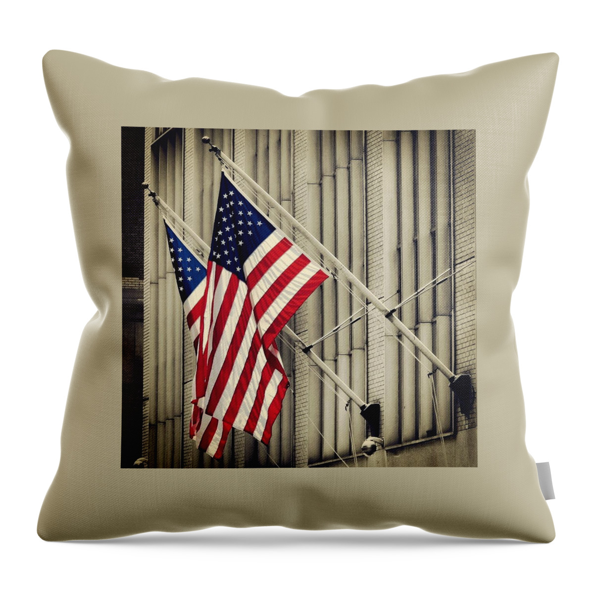 Usa Throw Pillow featuring the photograph American Flags by Goncalo Carreira