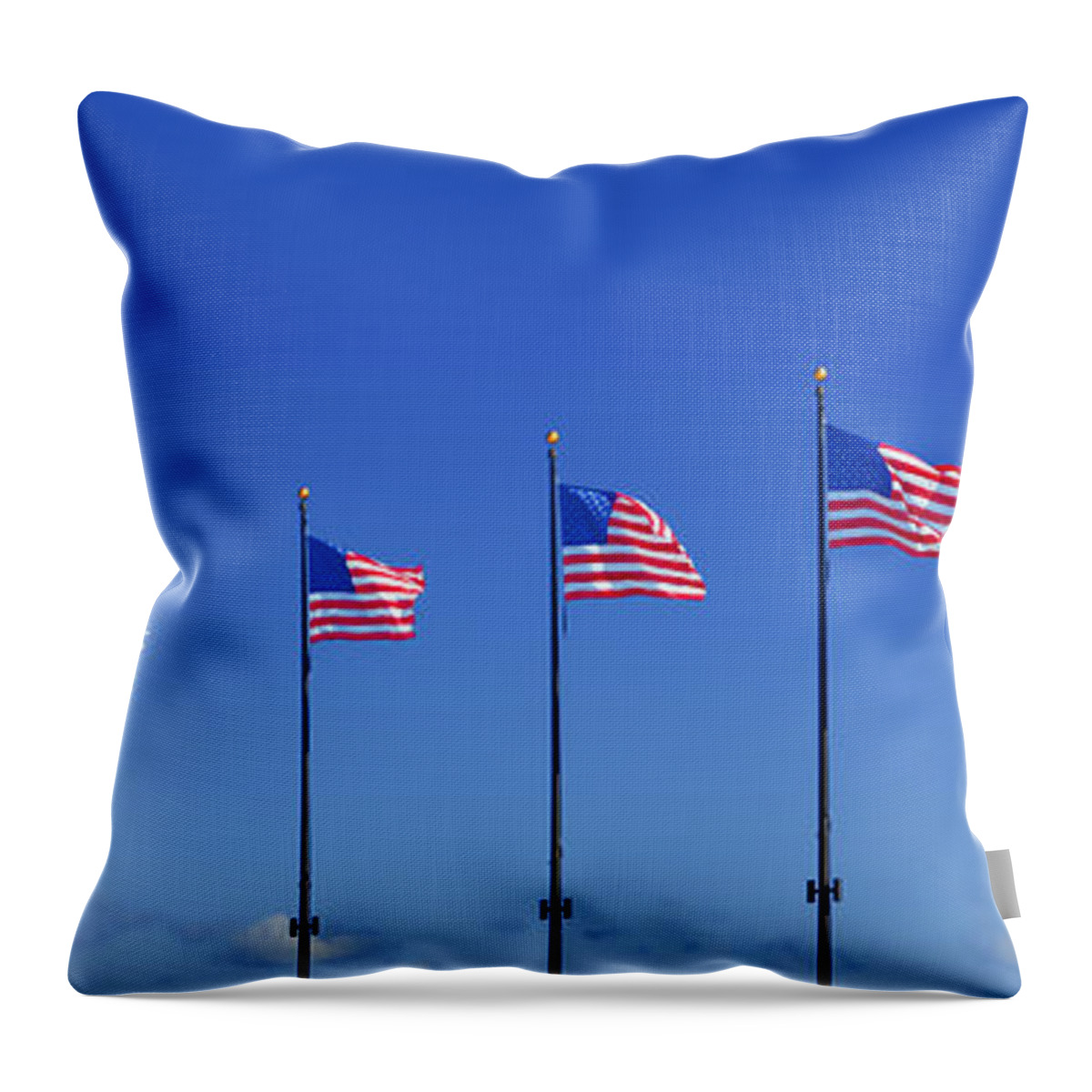 American Throw Pillow featuring the photograph American Flags on Chicago's famous Navy Pier by Alexandra Till