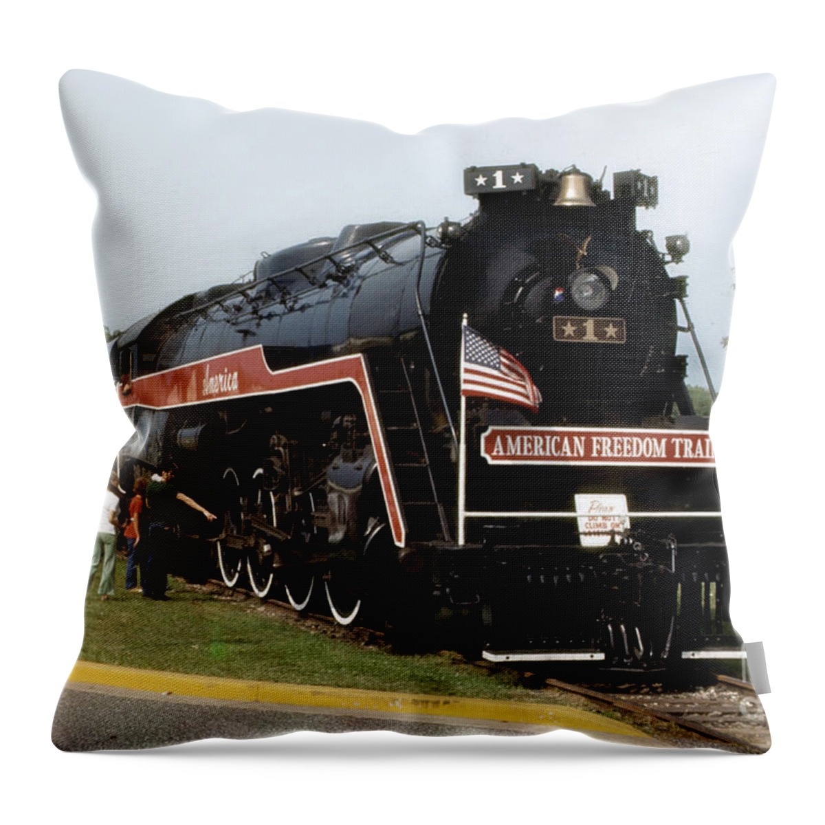 Reading #2101 Throw Pillow featuring the photograph American Freedom Train - 1975 by ELDavis Photography