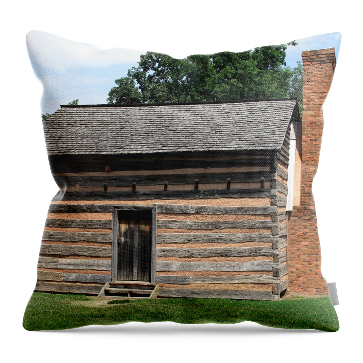 America Throw Pillow featuring the photograph American Log Cabin by Frank Romeo