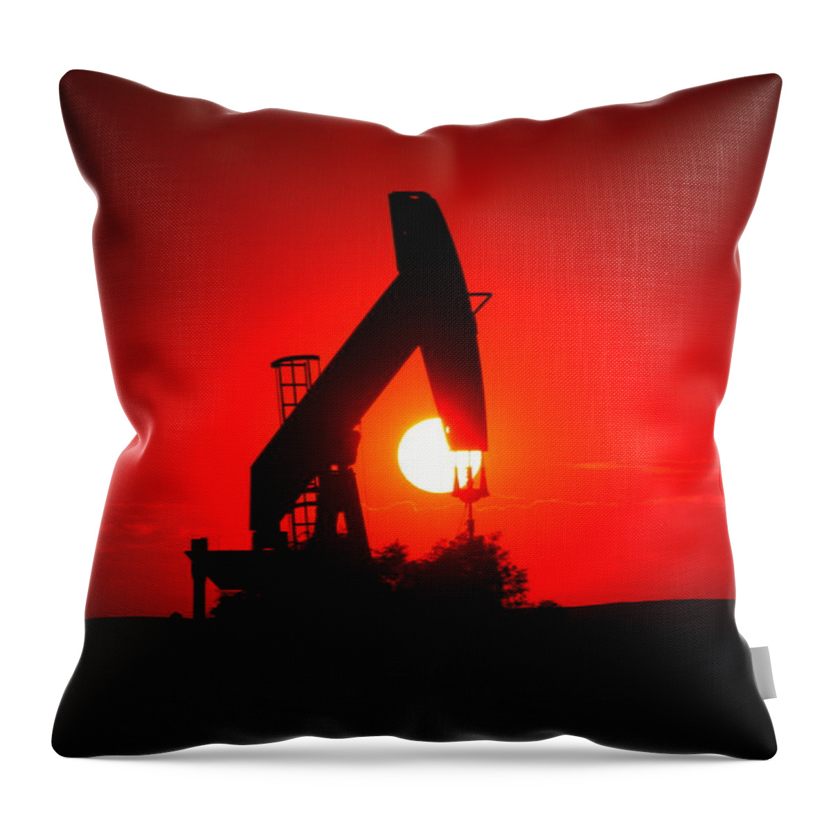 Sunset Throw Pillow featuring the photograph American Oil by Jeff Swan