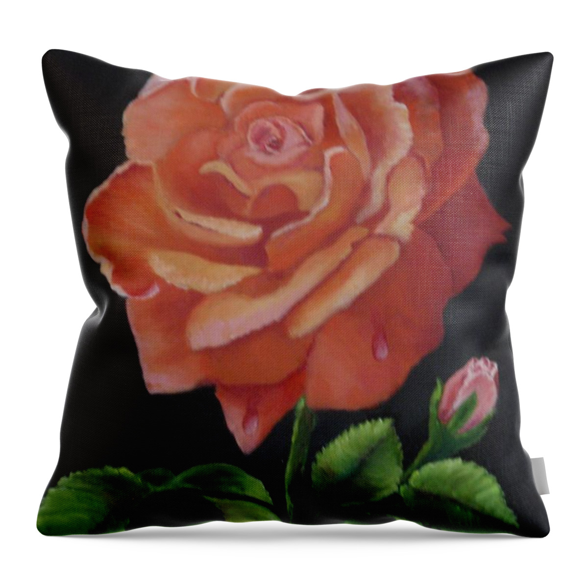 Red Rose Throw Pillow featuring the painting American Rose by Janis Tafoya