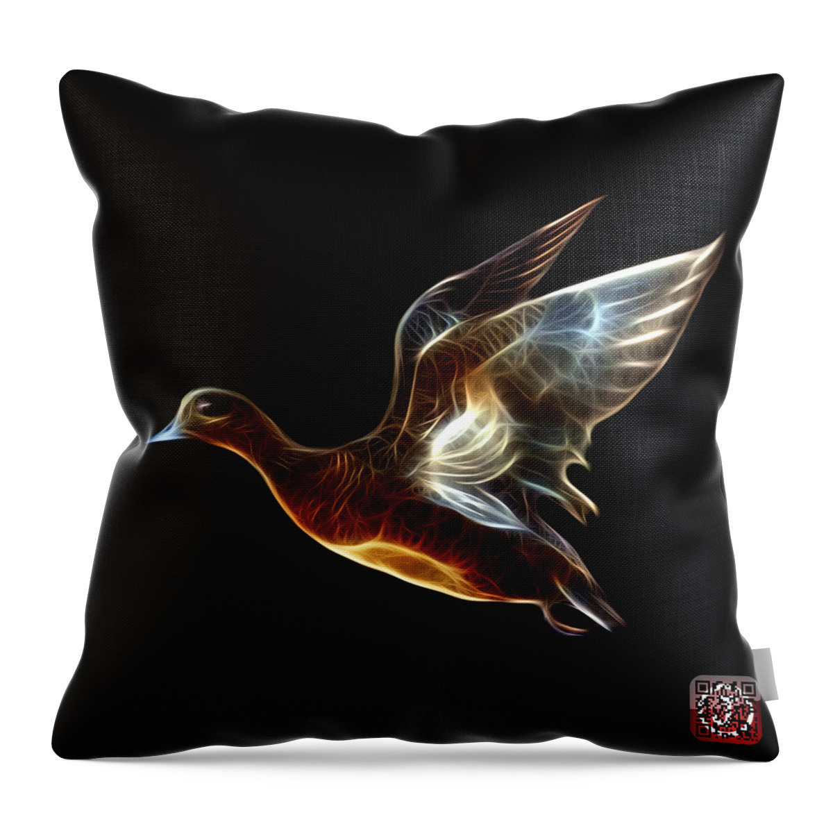 Wigeon Throw Pillow featuring the mixed media American Wigeon - 7675 F - BB by James Ahn