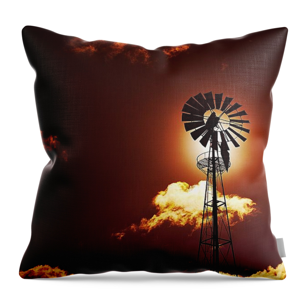 Marco Oliveira Throw Pillow featuring the photograph American Windmill by Marco Oliveira