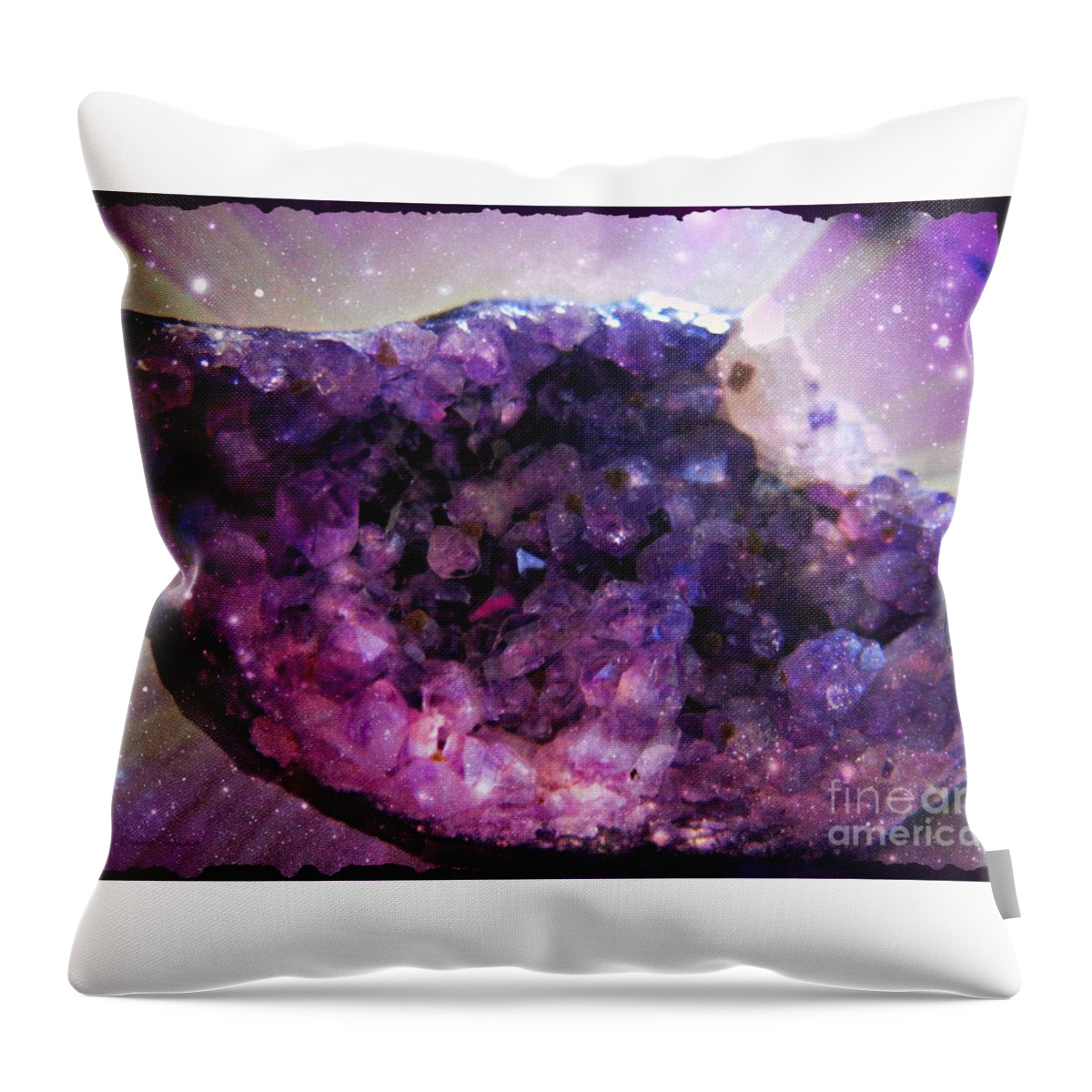 Amethyst Cluster Throw Pillow featuring the mixed media Amethyst by Leanne Seymour