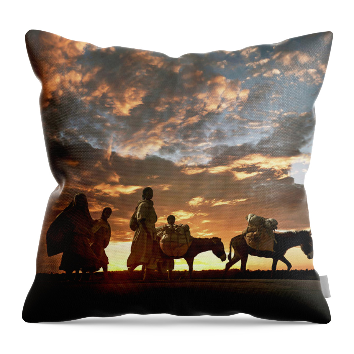 Goal Throw Pillow featuring the photograph Amhara Women On The Way To Market by Buena Vista Images