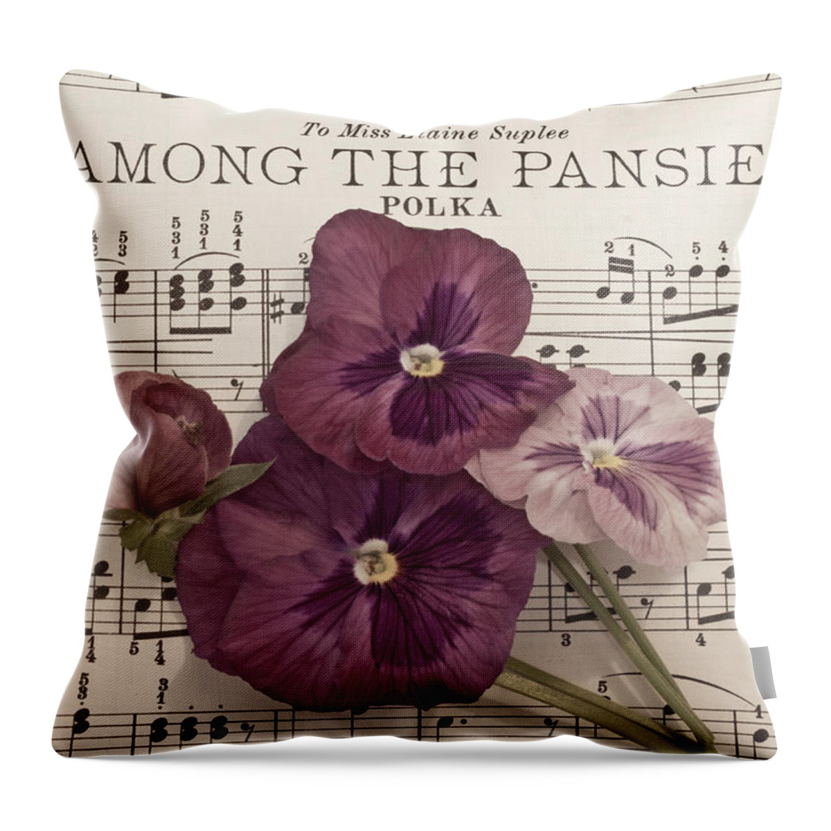 Pansy Throw Pillow featuring the photograph Among The Pansies by Sandra Foster