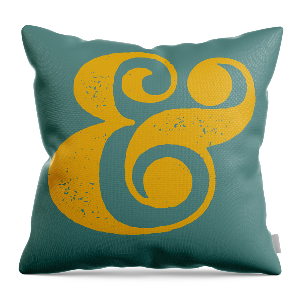 Ampersand Throw Pillow featuring the digital art Ampersand Poster Blue and Yellow by Naxart Studio