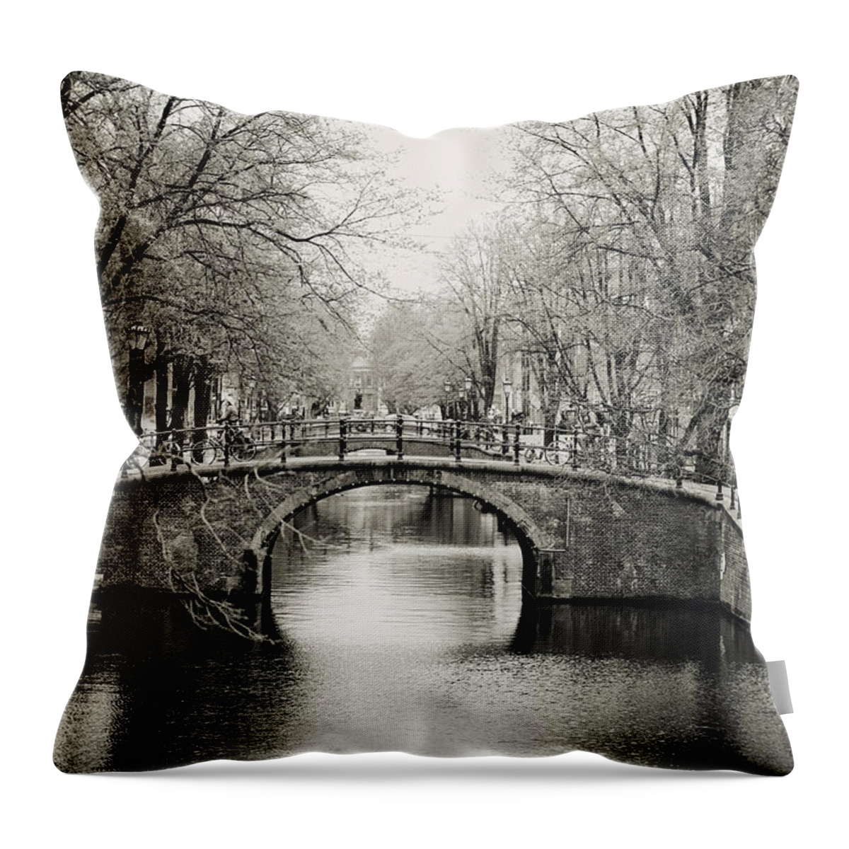 Jenny Rainbow Fine Art Photography Throw Pillow featuring the photograph Amsterdam Canal by Jenny Rainbow