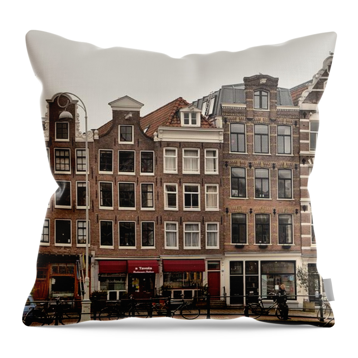 Stock Photo Throw Pillow featuring the photograph Amsterdam harbour houses by Mick Flynn