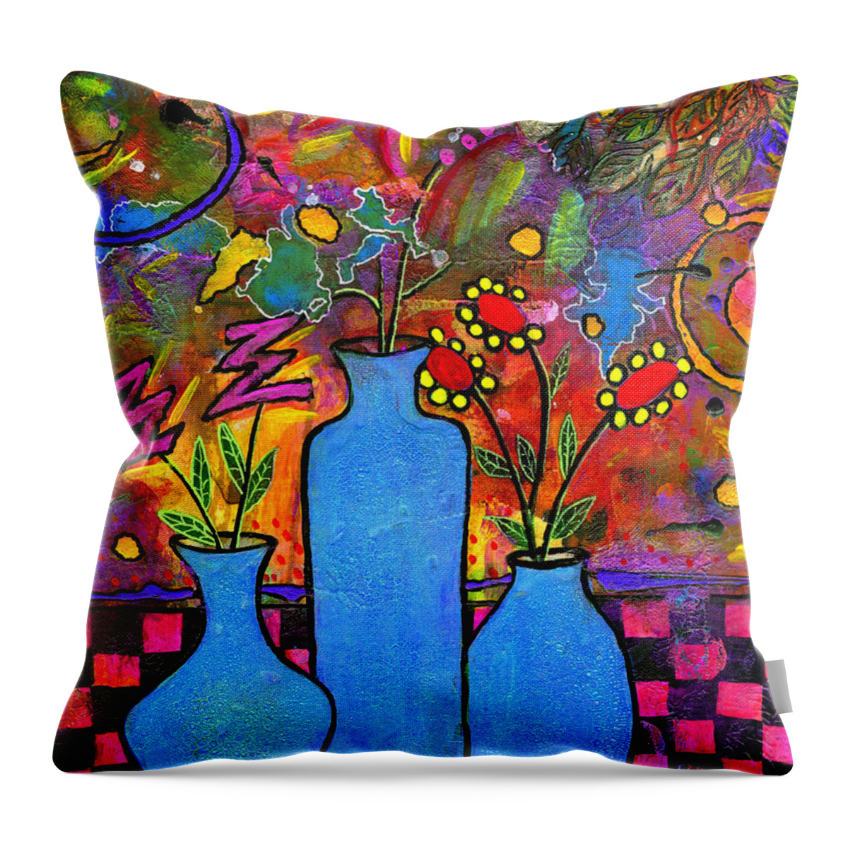 Acrylic Throw Pillow featuring the mixed media An Abstract Still Life by Angela L Walker