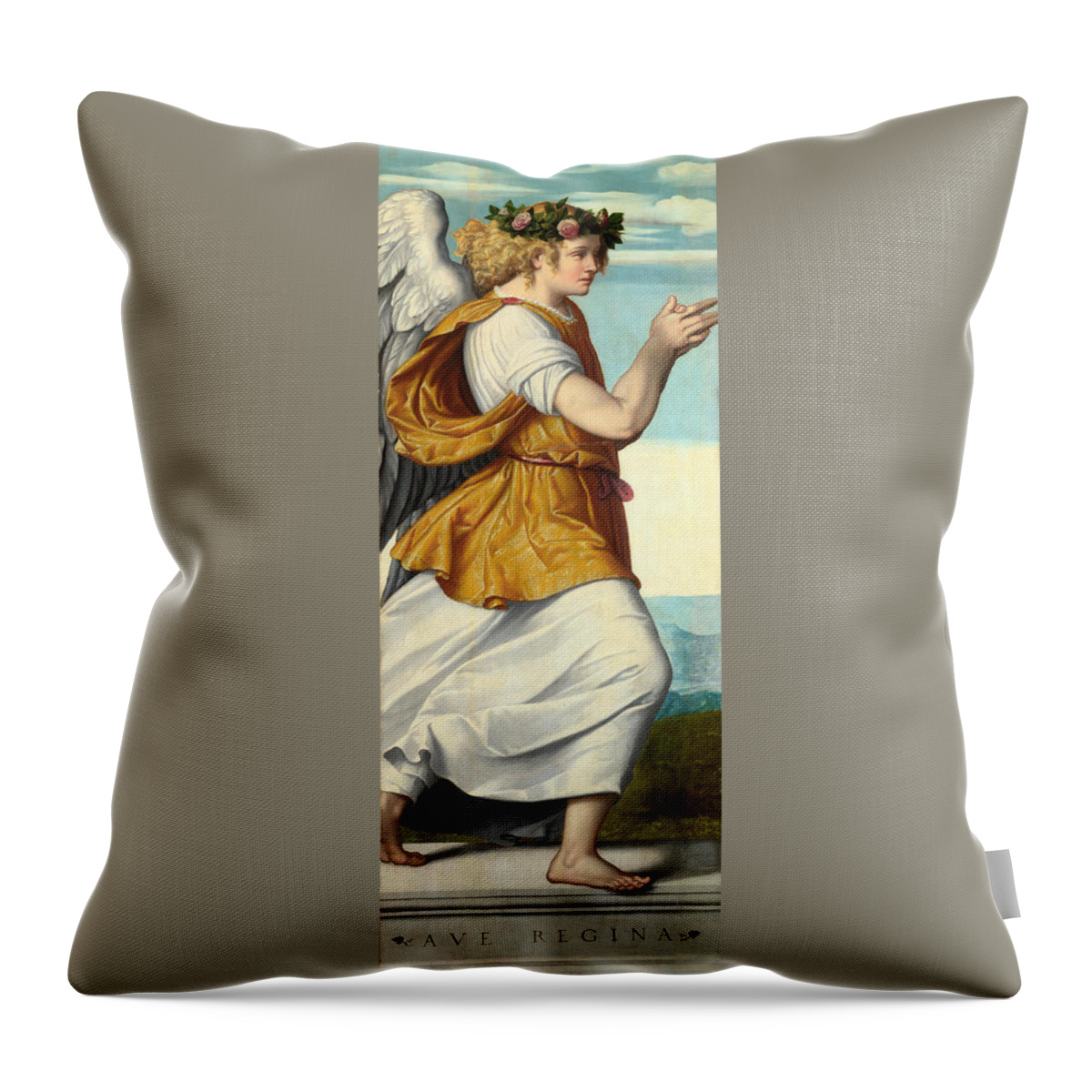 Moretto Da Brescia Throw Pillow featuring the painting An Adoring Angel by Moretto da Brescia