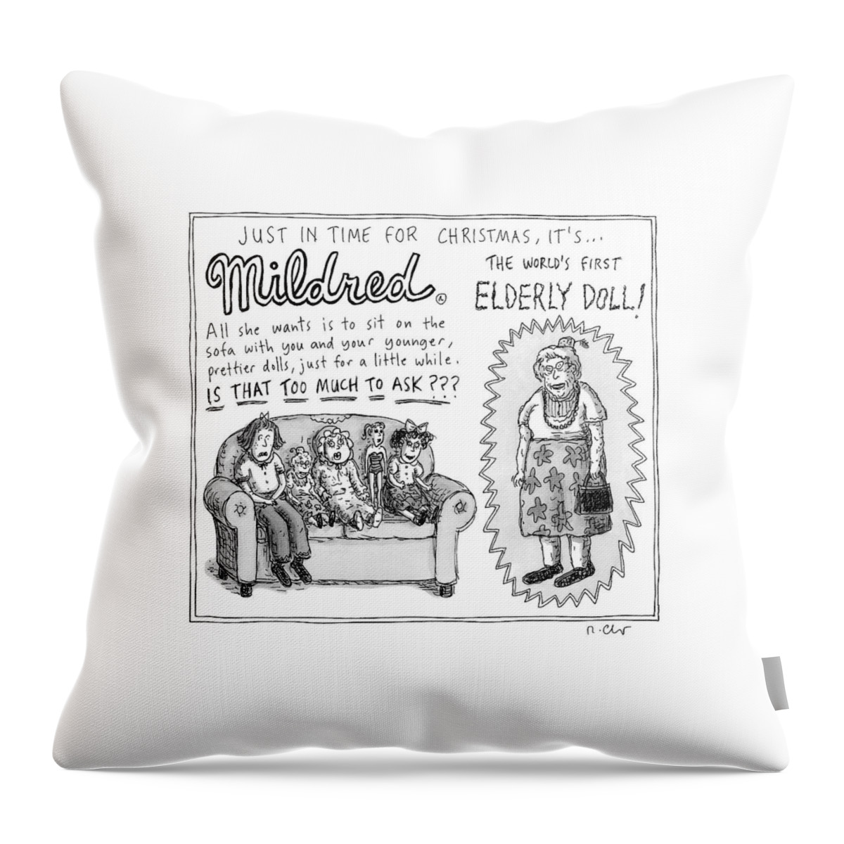 An Advertisement For Mildred Throw Pillow