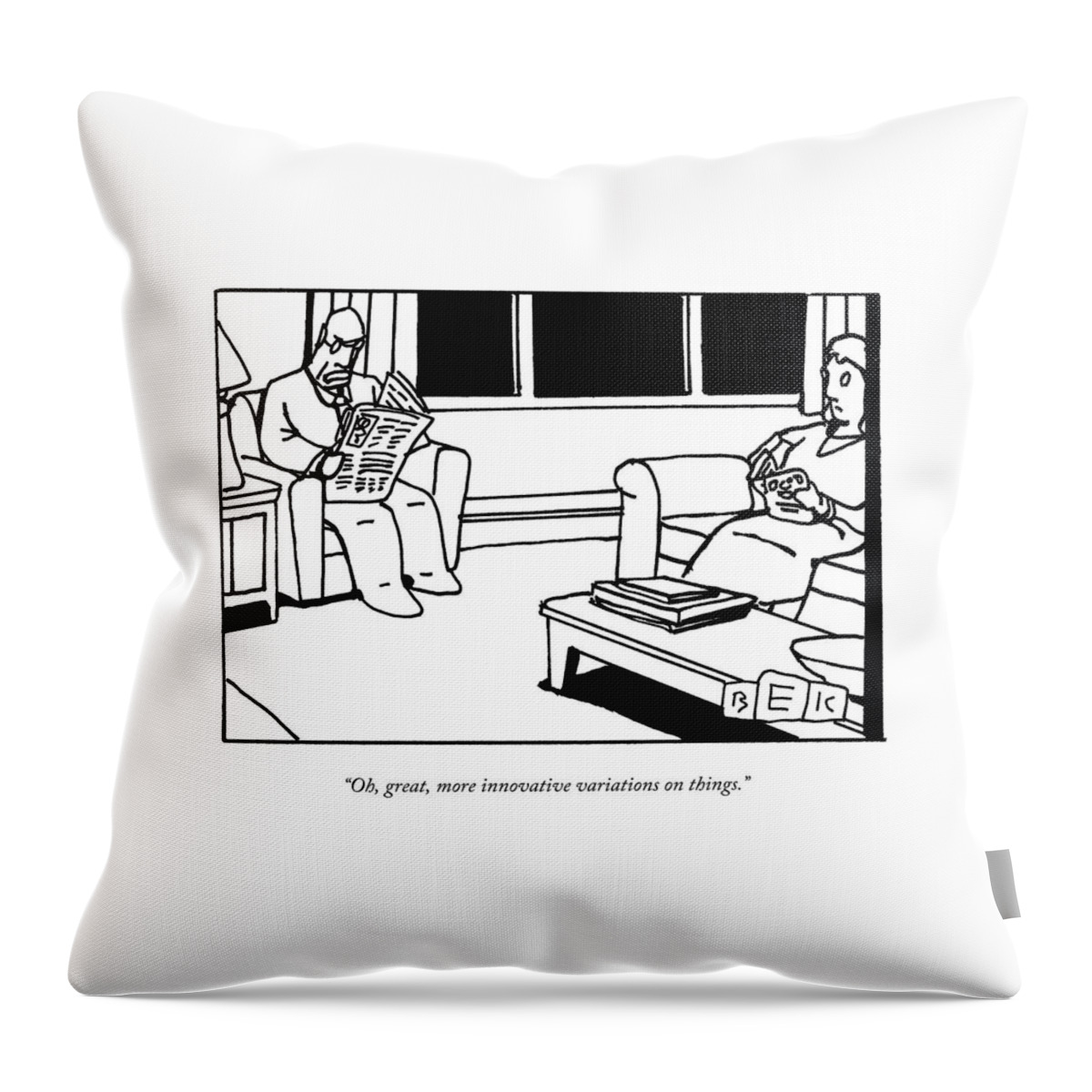 An Angry Man Reads The Newspaper Throw Pillow