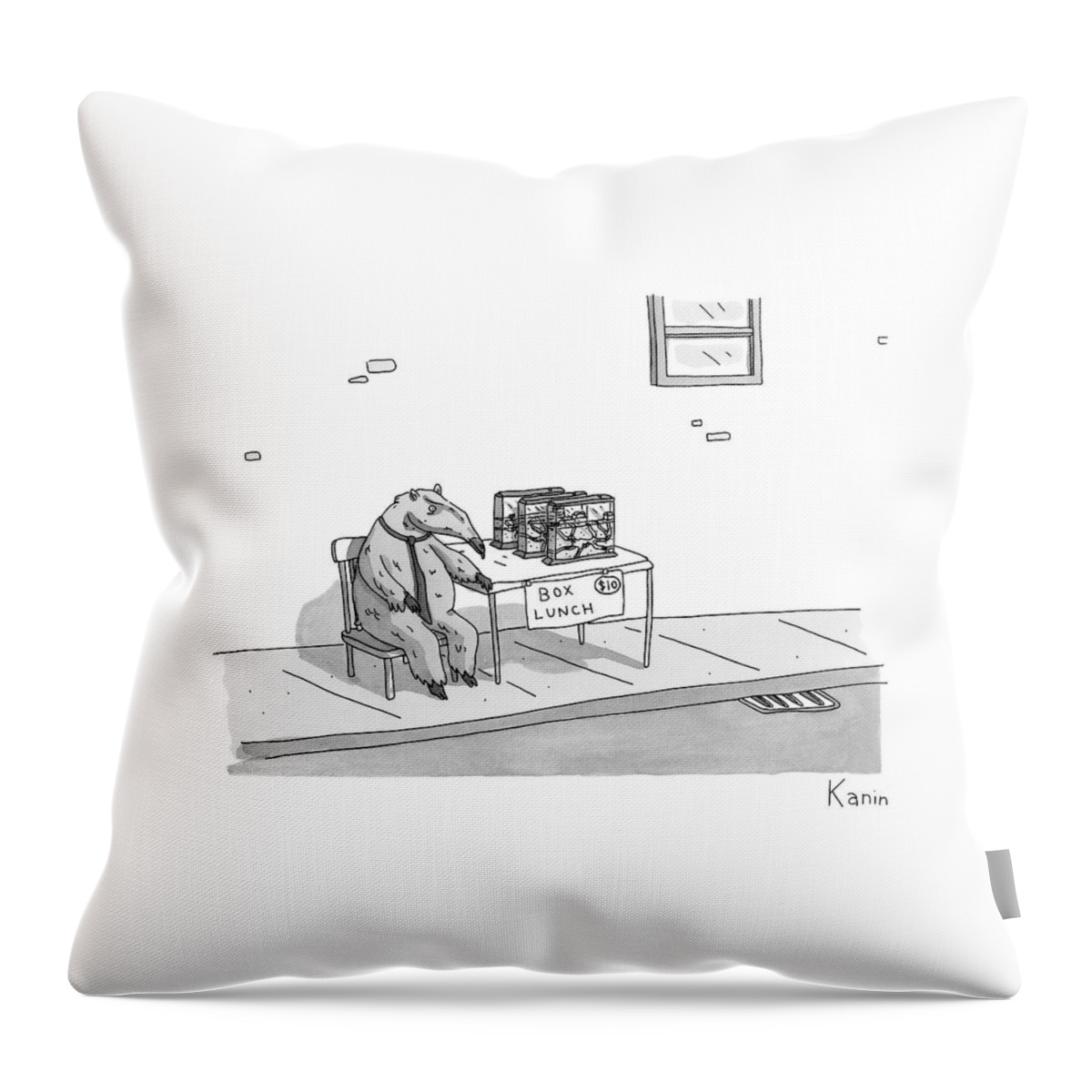 An Anteater Sells Box Lunch -- Ant Farms Throw Pillow