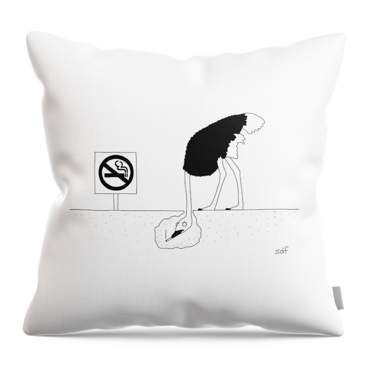 An Ostrich With Its Head Buried Throw Pillow