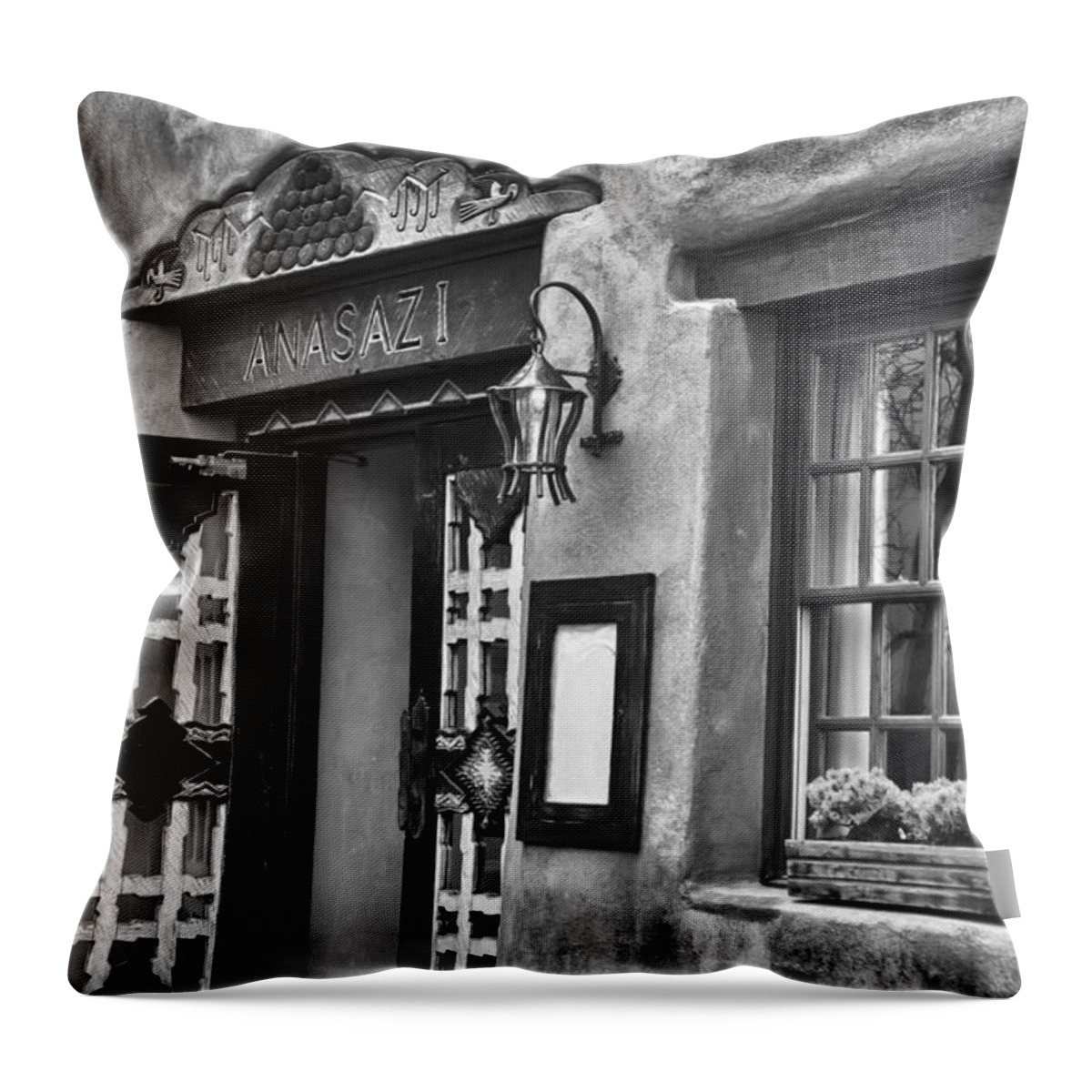 Anasazi Inn Throw Pillow featuring the photograph Anasazi Inn Restaurant by Ron White