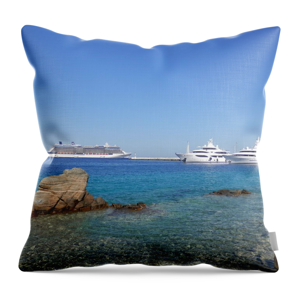 Ship Throw Pillow featuring the photograph Anchored Ships by Pema Hou