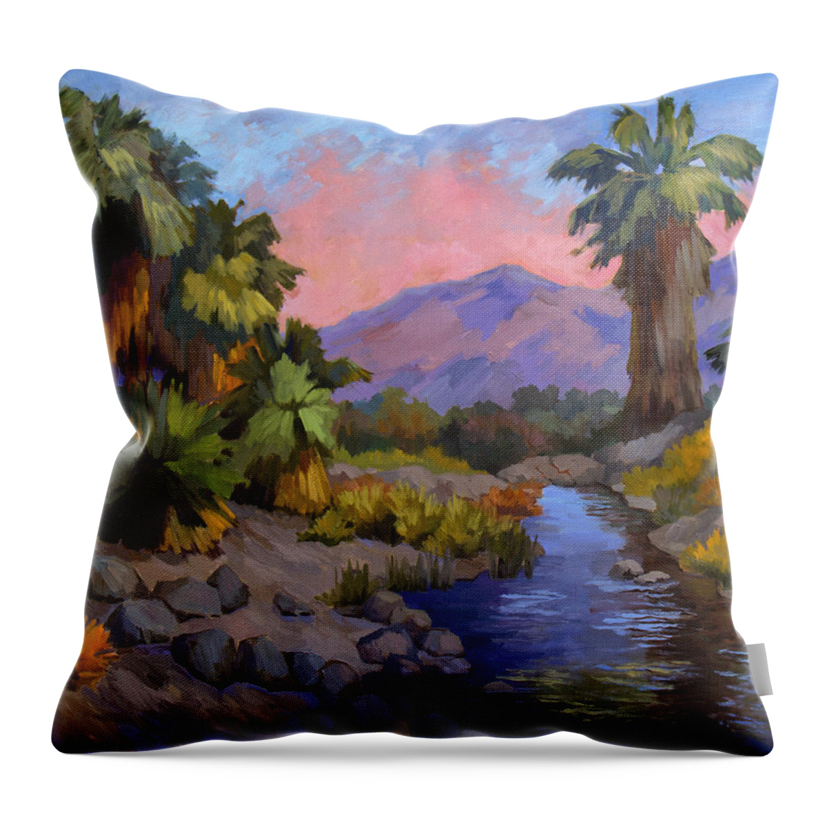 Fish Traps Throw Pillow featuring the painting Ancient Cahuilla Fish Traps by Diane McClary