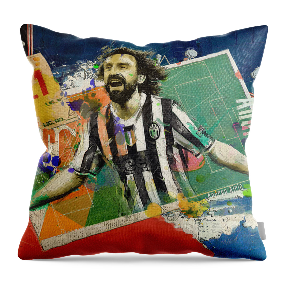Andrea Pirlo Throw Pillow featuring the painting Andrea Pirlo by Corporate Art Task Force