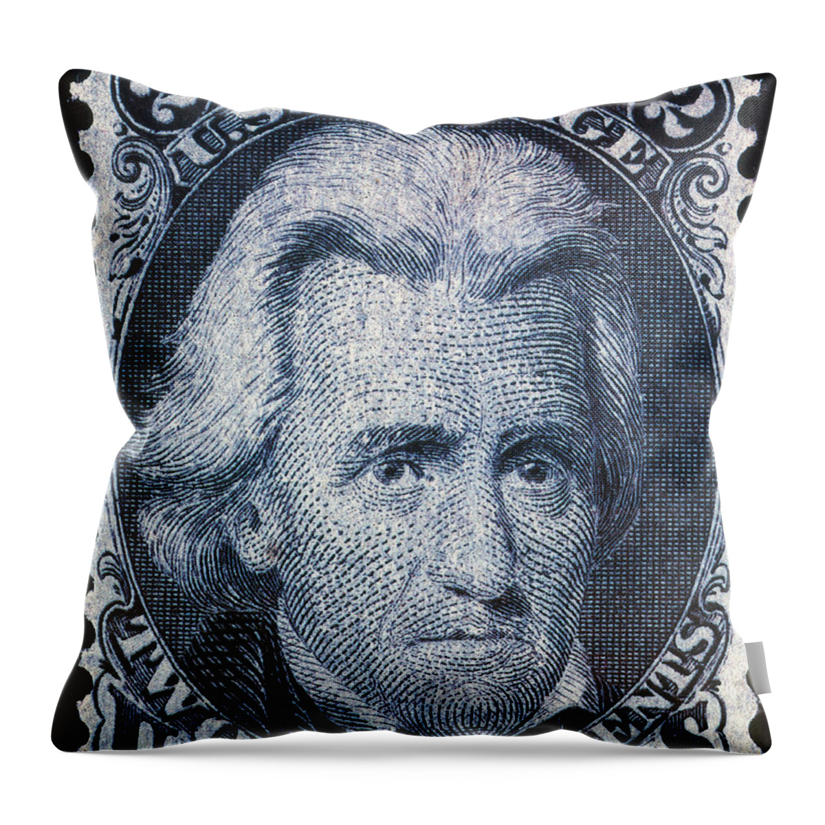 Philately Throw Pillow featuring the photograph Andrew Jackson, U.s. Postage Stamp, 1863 by Science Source