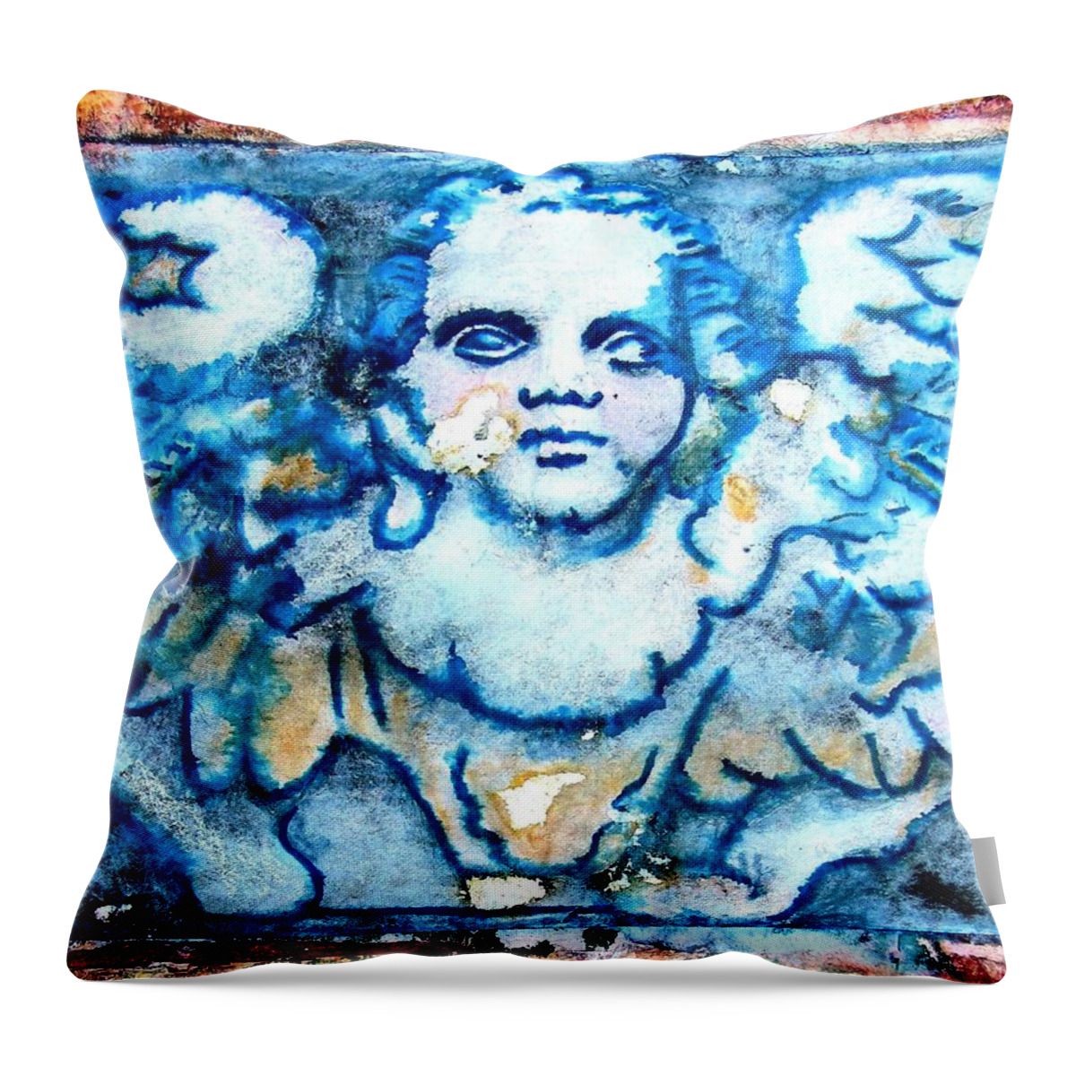 Angels Throw Pillow featuring the mixed media Angel 6 by Maria Huntley