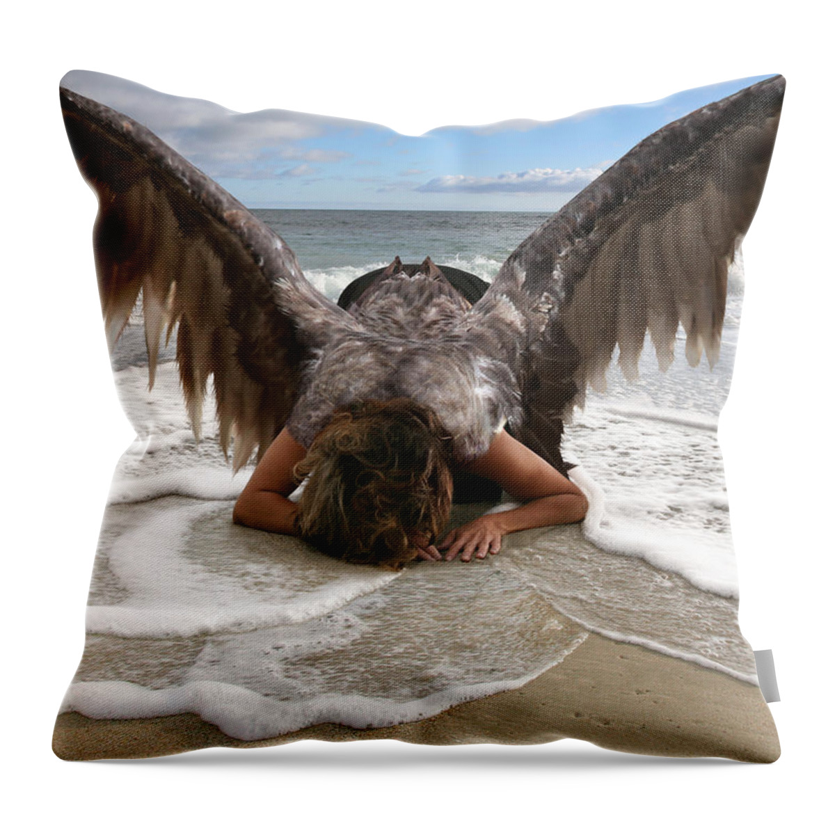 Angel Throw Pillow featuring the photograph Angel- I Feel Your Sorrow by Acropolis De Versailles