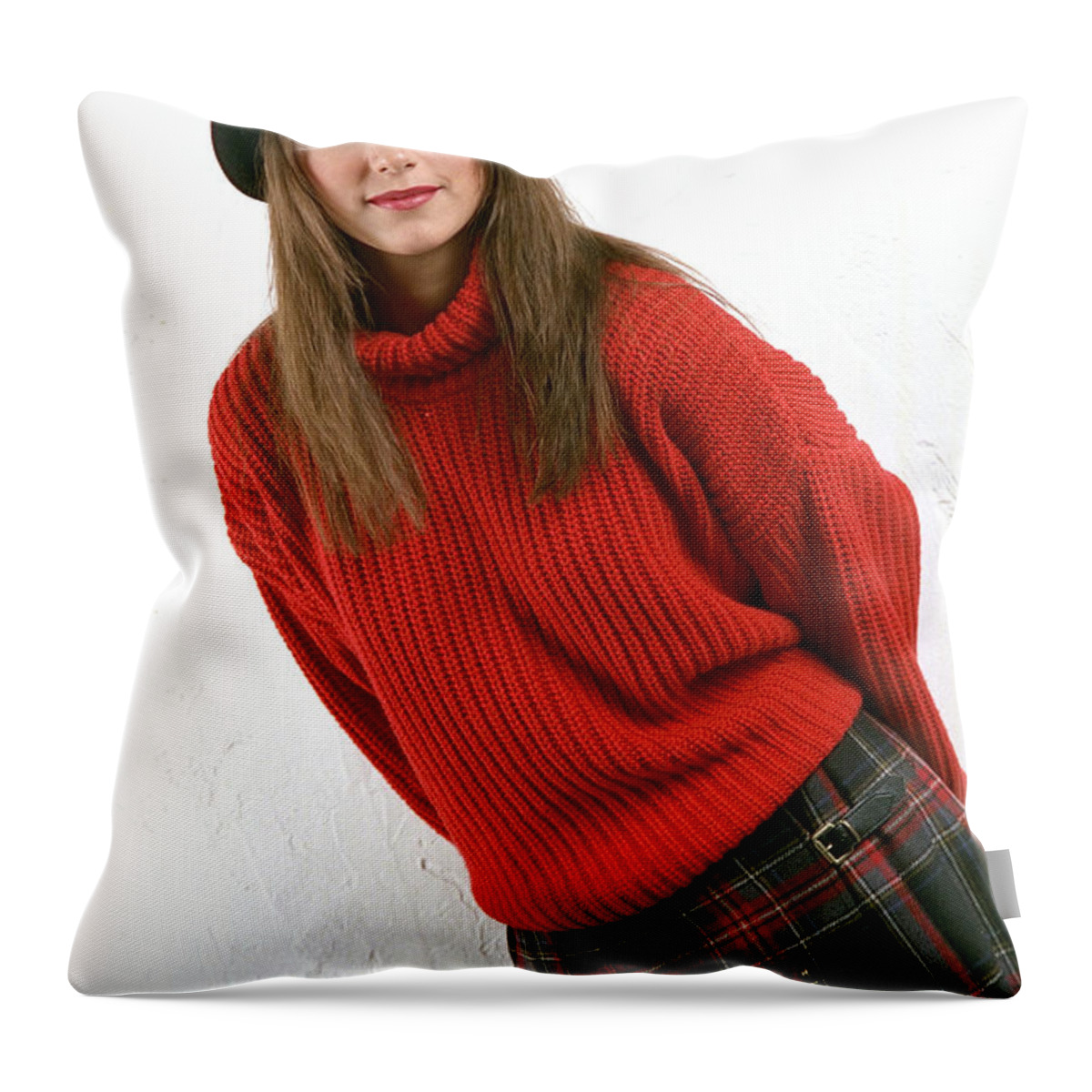 Woman Throw Pillow featuring the photograph Angela Plaid Skirt by Gary Gingrich Galleries