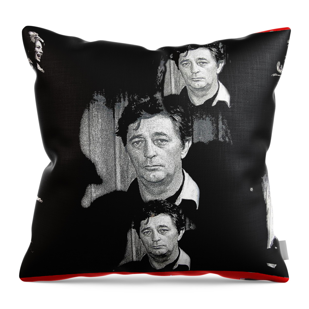 Angie Dickinson Robert Mitchum Collage Young Billy Young Set Old Tucson Arizona 1968 Color Added Throw Pillow featuring the photograph Angie Dickinson Robert Mitchum collage Young Billy Young set Old Tucson Arizona 1968-2013 by David Lee Guss