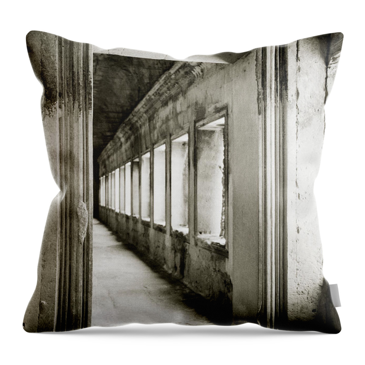 Angkor Wat Throw Pillow featuring the photograph Angkor Wat Stillness by Shaun Higson