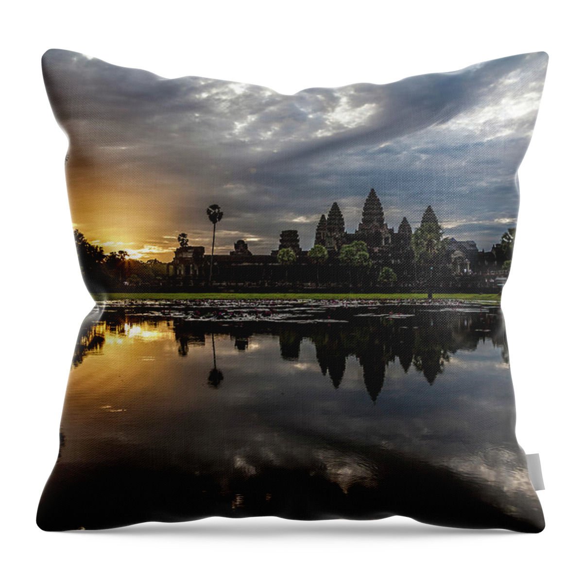 Tranquility Throw Pillow featuring the photograph Angkor Wat Sunrise by Www.sergiodiaz.net
