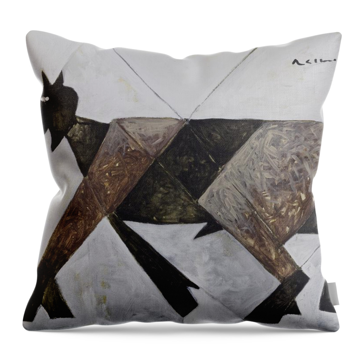 Figurative Throw Pillow featuring the painting ANIMALIA Walking Goat by Mark M Mellon