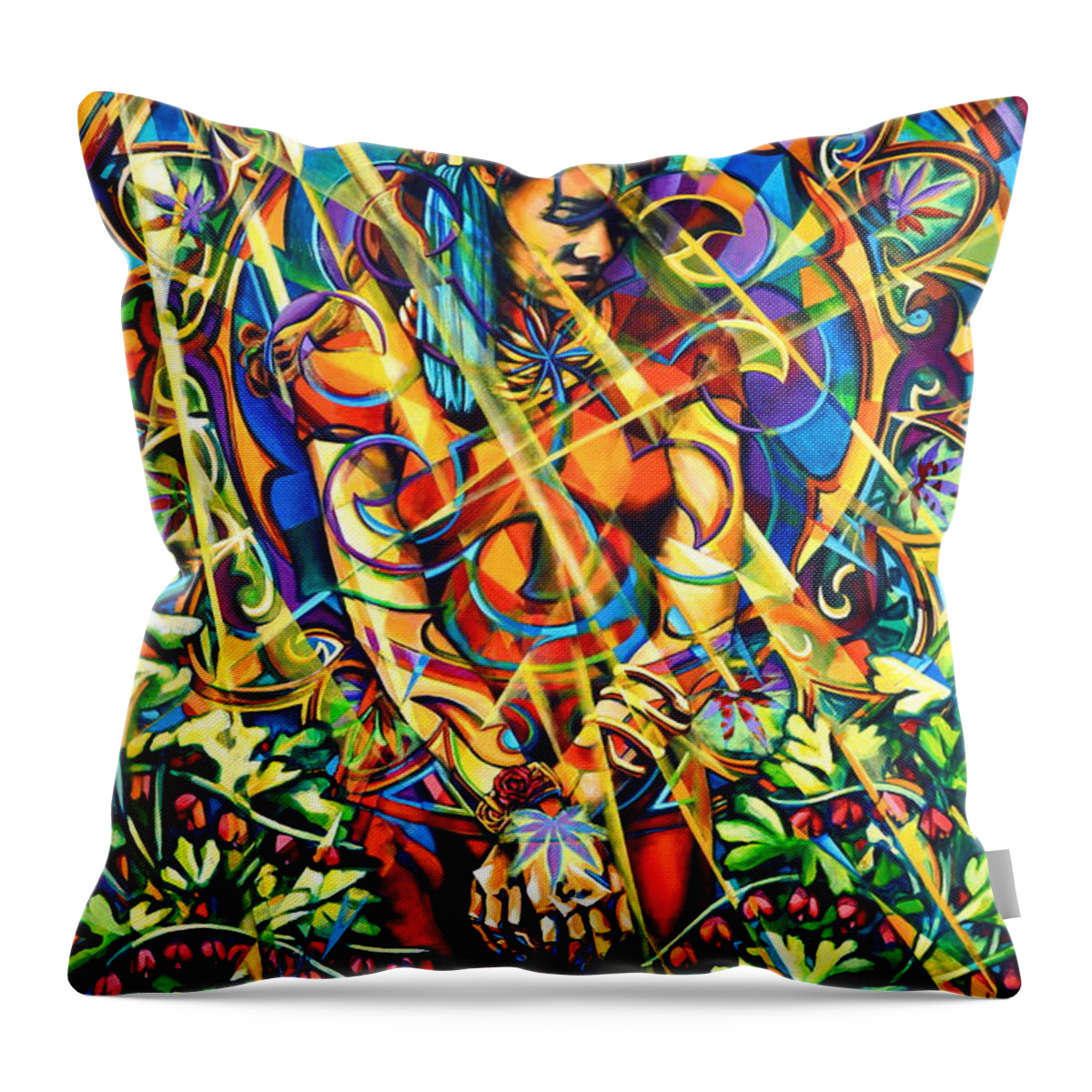 Girl Throw Pillow featuring the painting Annelise's Garden by Greg Skrtic