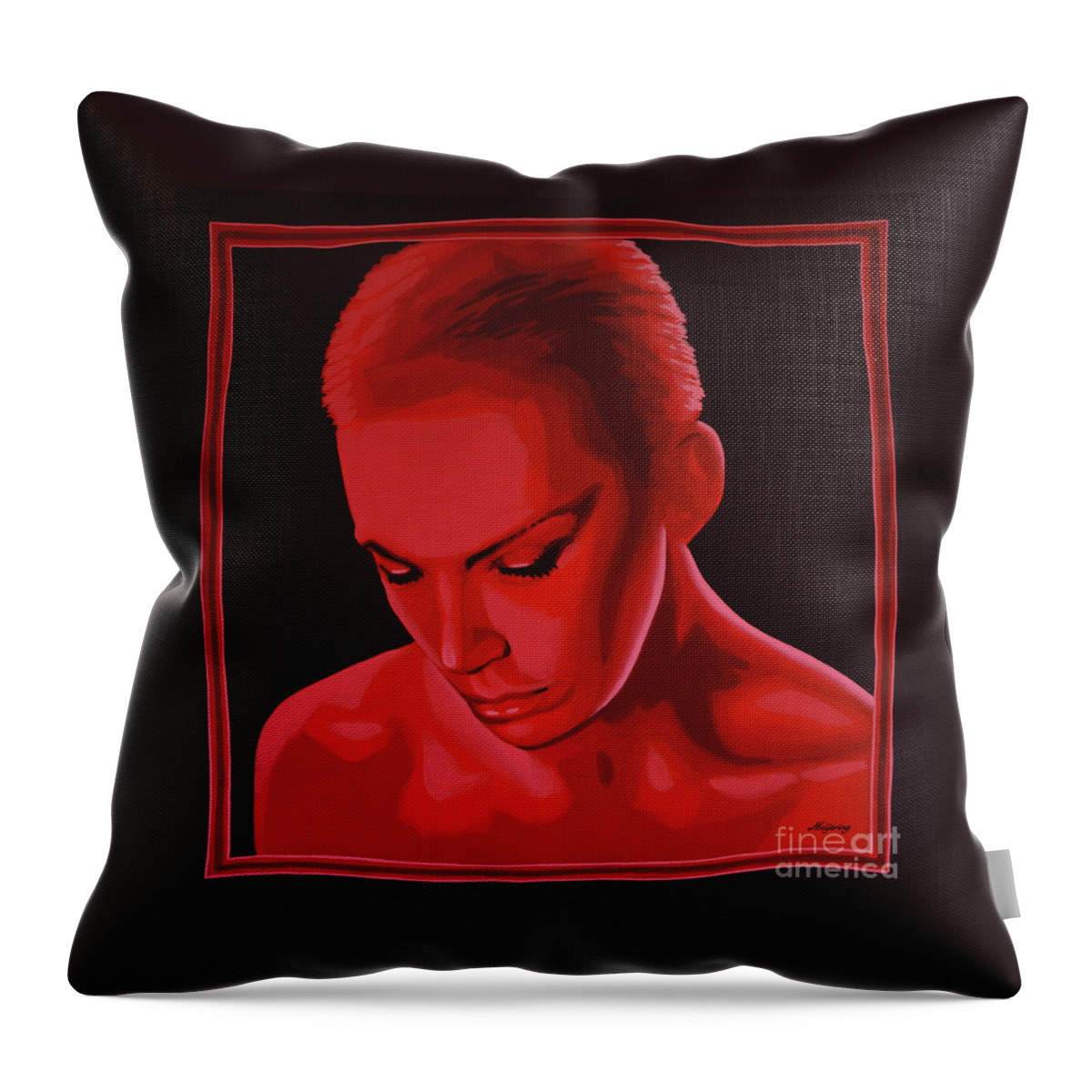 Annie Lennox Throw Pillow featuring the painting Annie Lennox by Paul Meijering