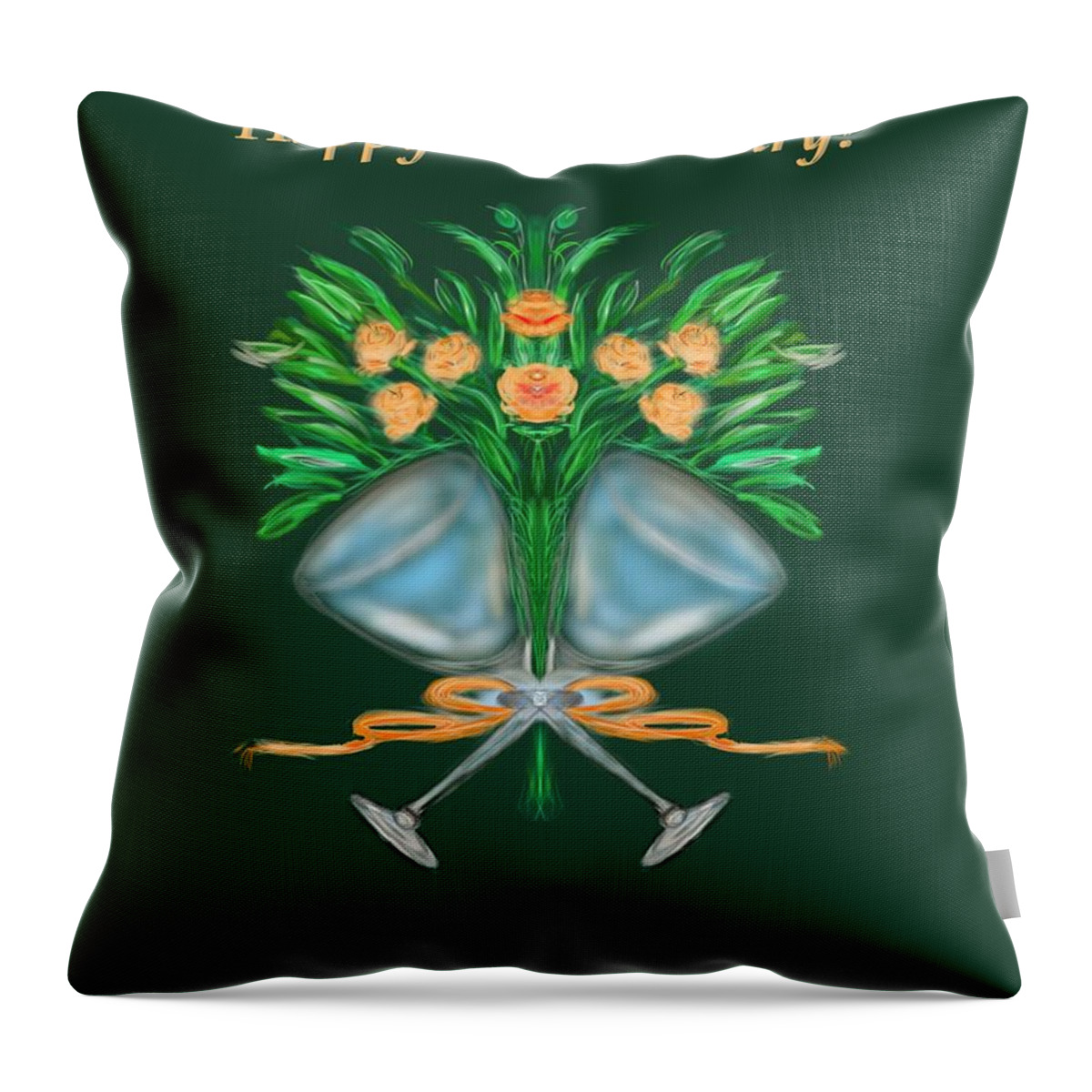 Greeting Card Throw Pillow featuring the digital art Anniversary Bouquet by Christine Fournier