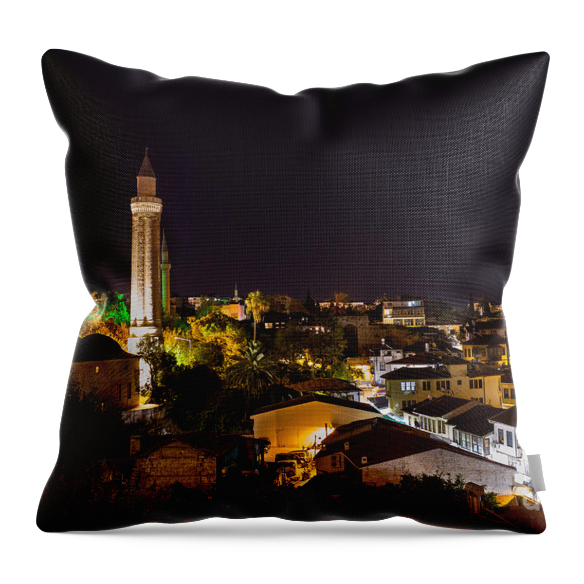Antalya Throw Pillow featuring the photograph Antalya at Night by Bahadir Yeniceri