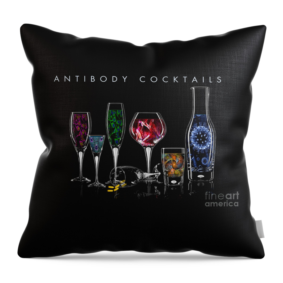 Aides Research Throw Pillow featuring the digital art Antibody Cocktails by Megan Dirsa-DuBois