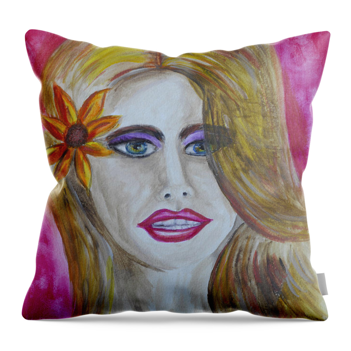 Portrait Throw Pillow featuring the painting Anticipation by Donna Blackhall