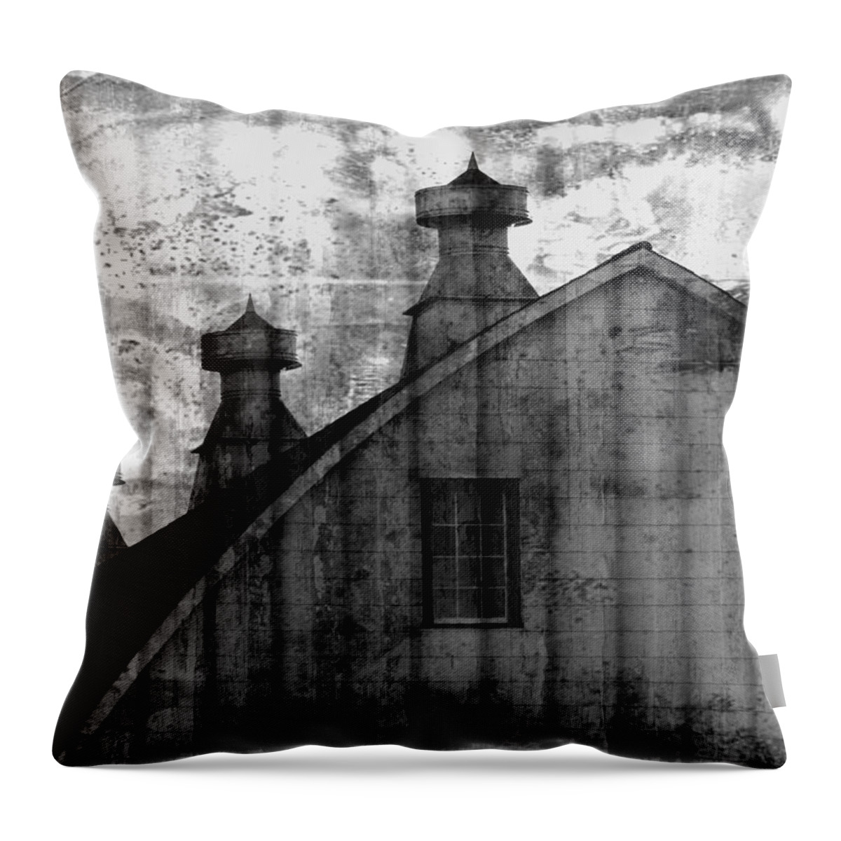 Skompski Throw Pillow featuring the photograph Antique Barn - Black and White by Joseph Skompski