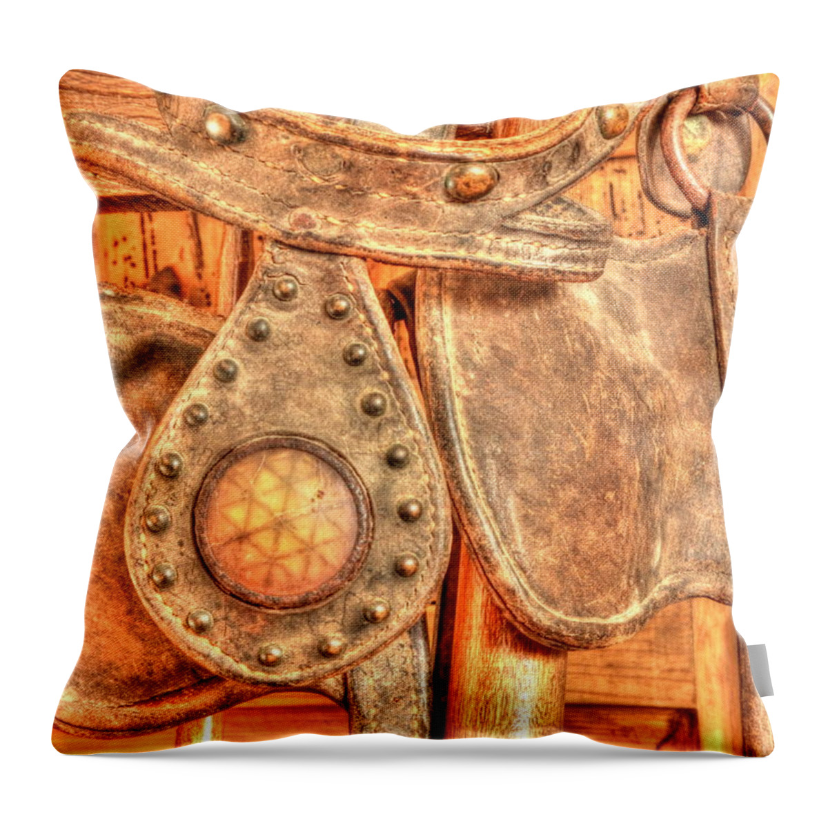 Bridle Throw Pillow featuring the photograph Antique Bridle by Jim Sauchyn