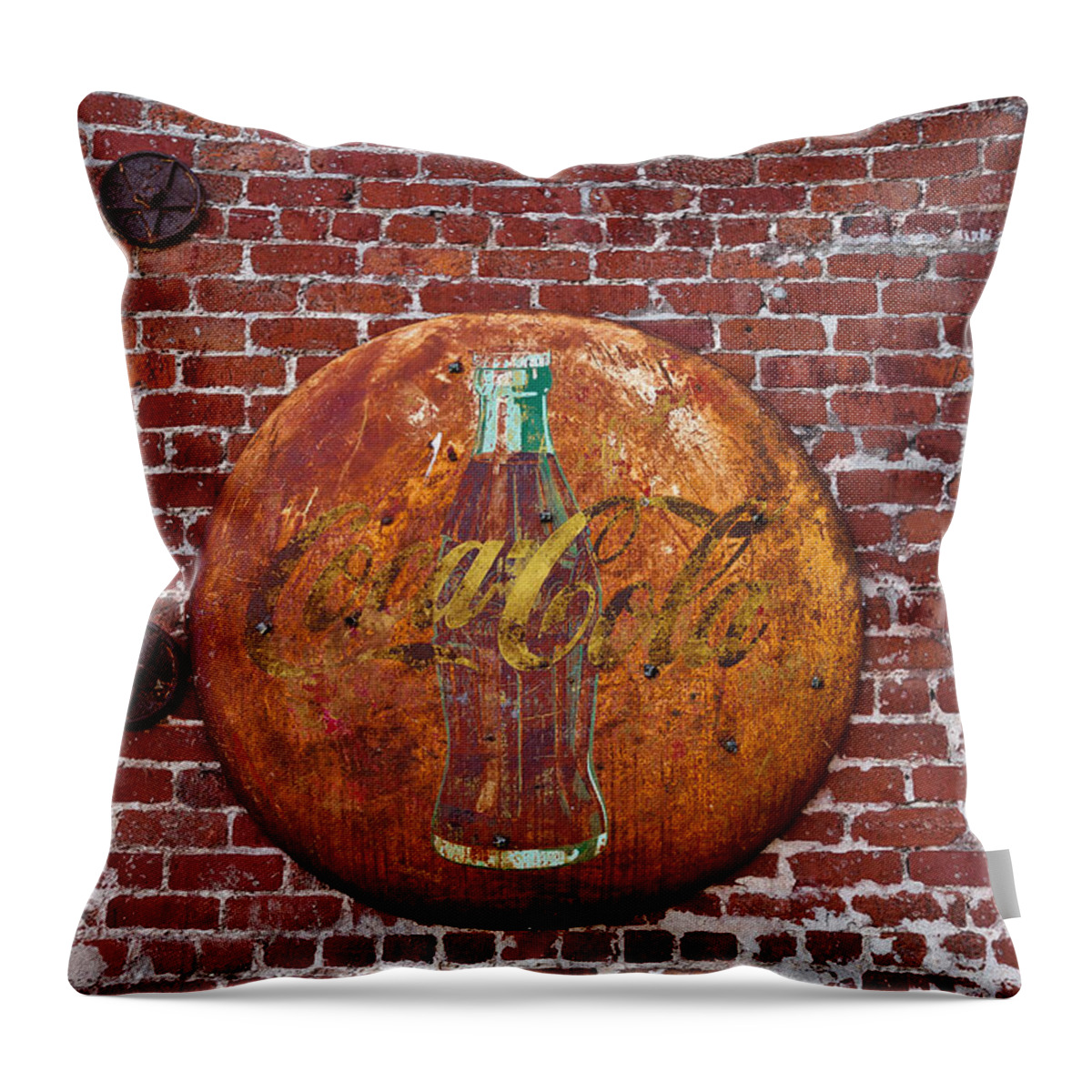 Vintage Throw Pillow featuring the photograph Antique Coke sign 2 by David Smith