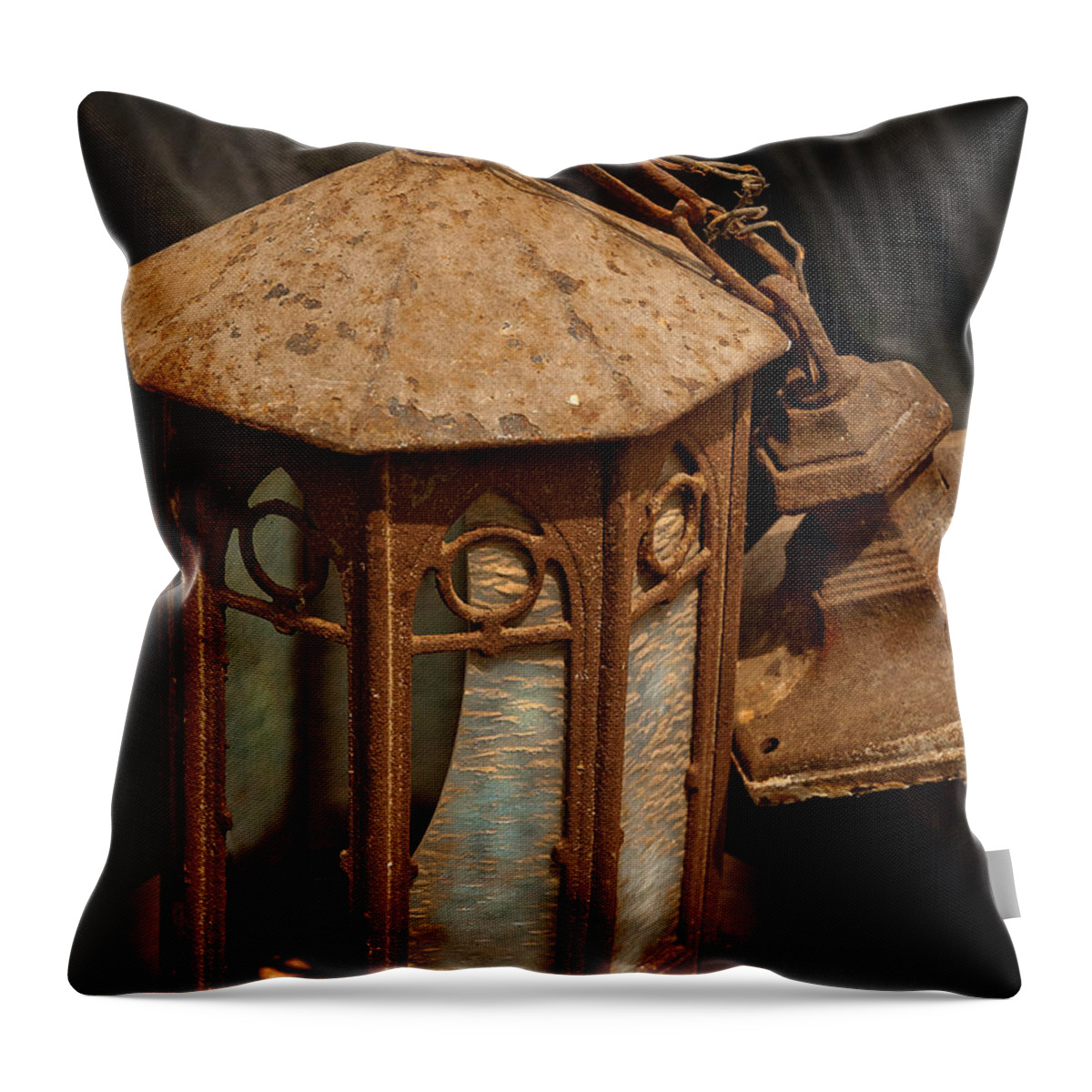 Antique Throw Pillow featuring the photograph Antique Entry Light Of Historic Church by Lena Wilhite