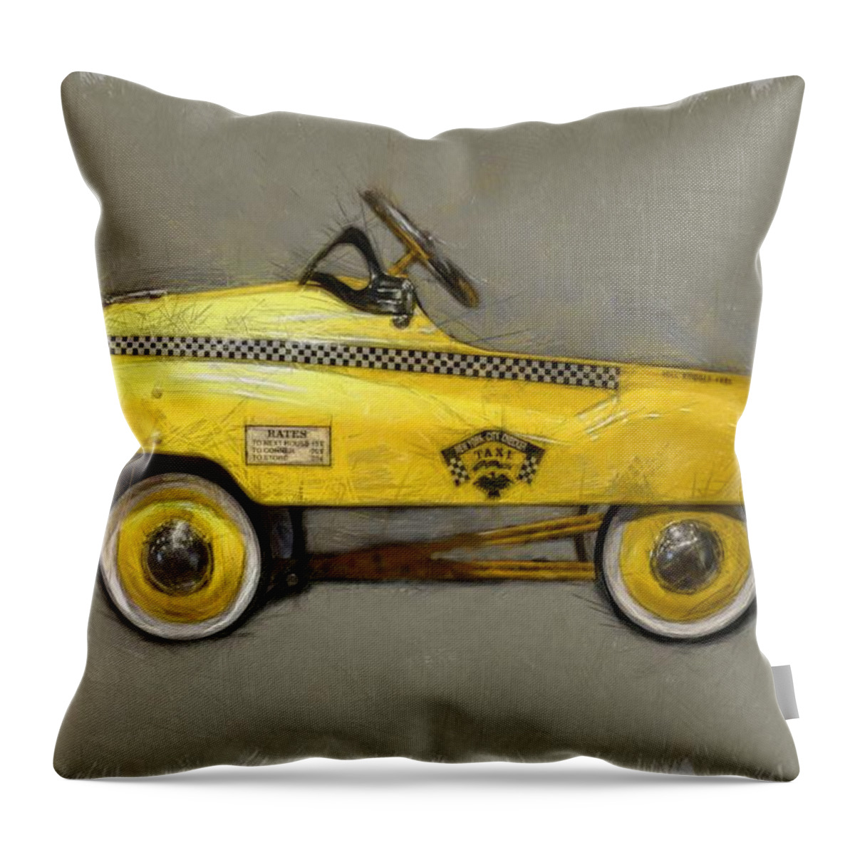Yellow Cab Throw Pillow featuring the photograph Antique Pedal Car lll by Michelle Calkins