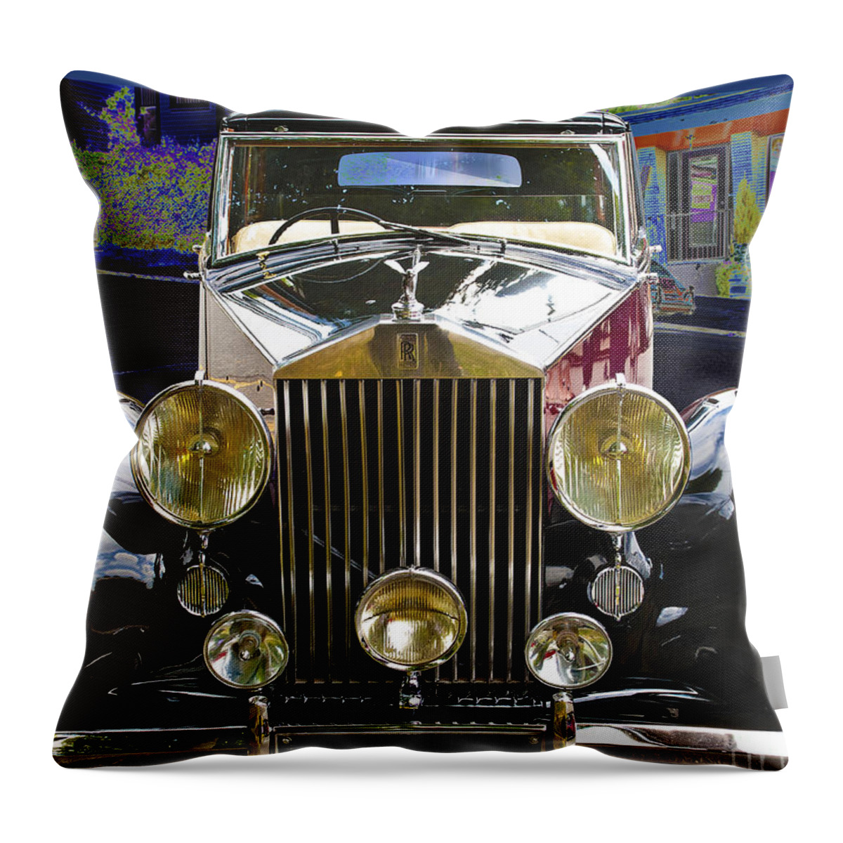 Antique Rolls Royce Throw Pillow featuring the digital art Antique Rolls Royce by Victoria Harrington