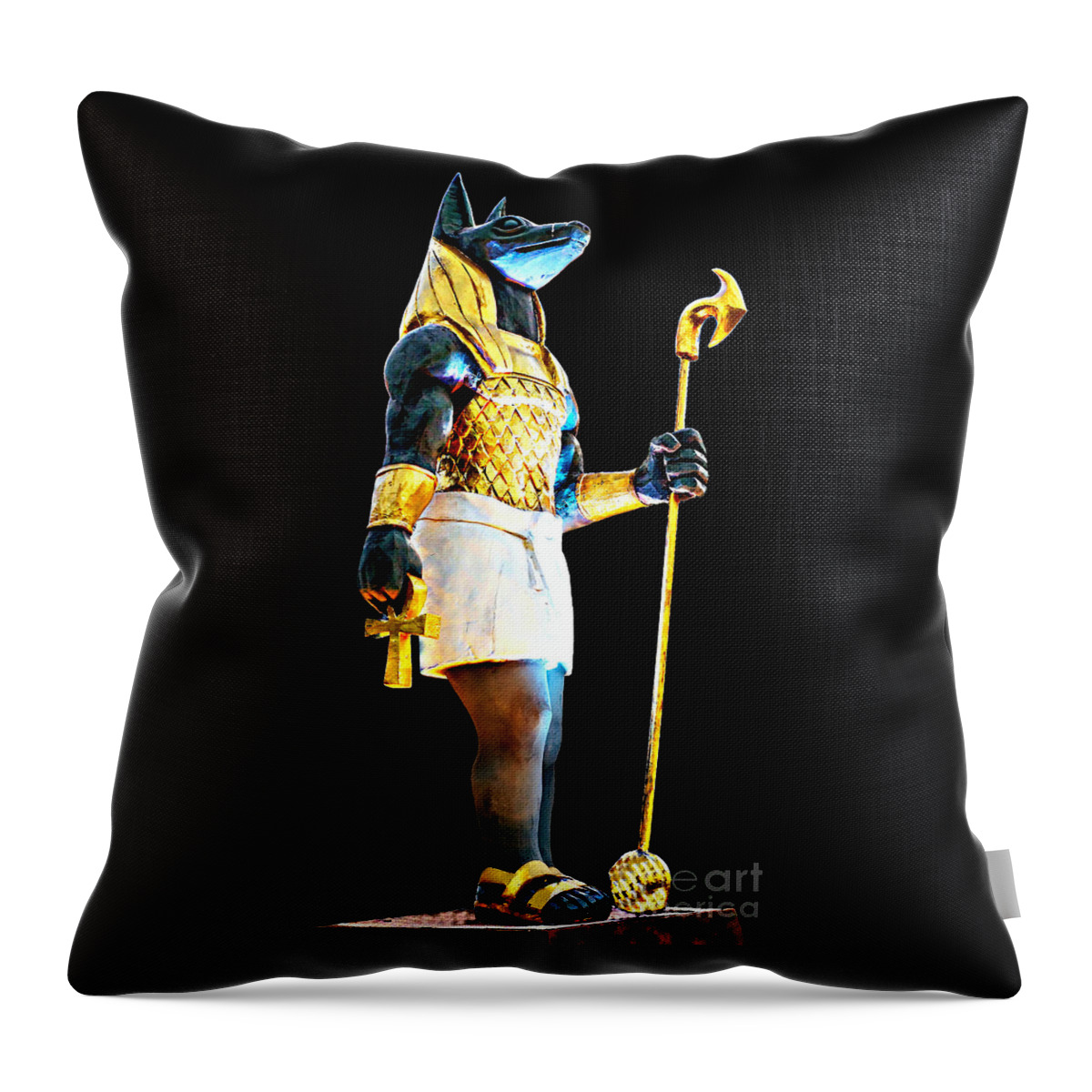 Anubis Throw Pillow featuring the photograph Anubis Ancient Egyptian God by Ian Gledhill