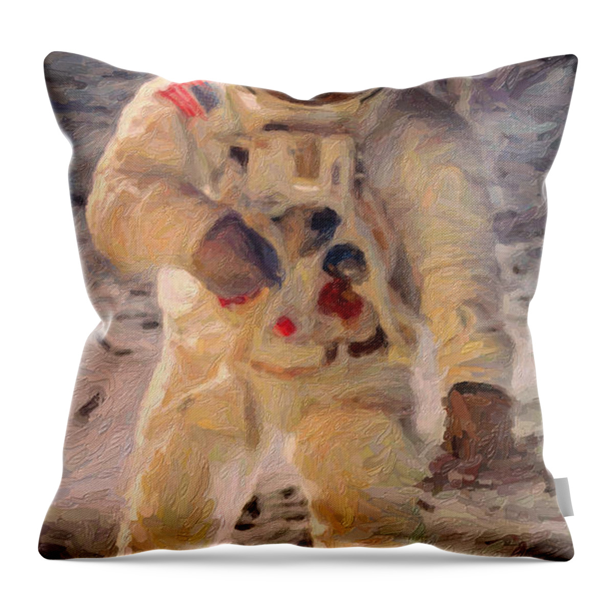 Horsehead Nebula Throw Pillow featuring the painting Apollo 11 Astronaut Painting by Celestial Images