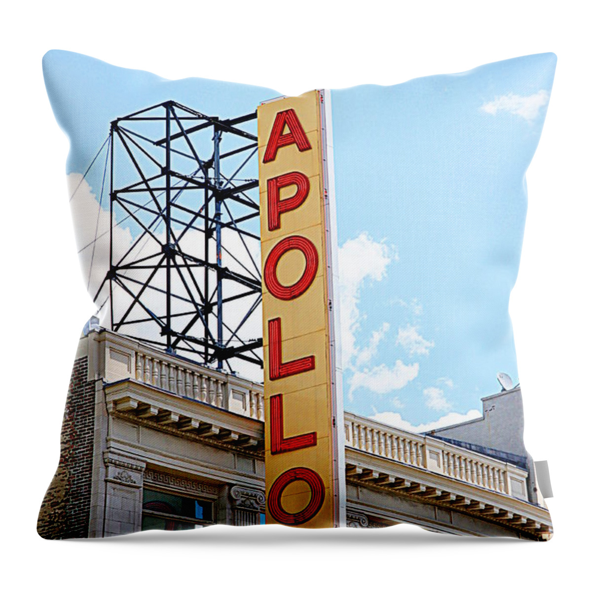 Harlem Throw Pillow featuring the photograph Apollo Theater Sign by Valentino Visentini