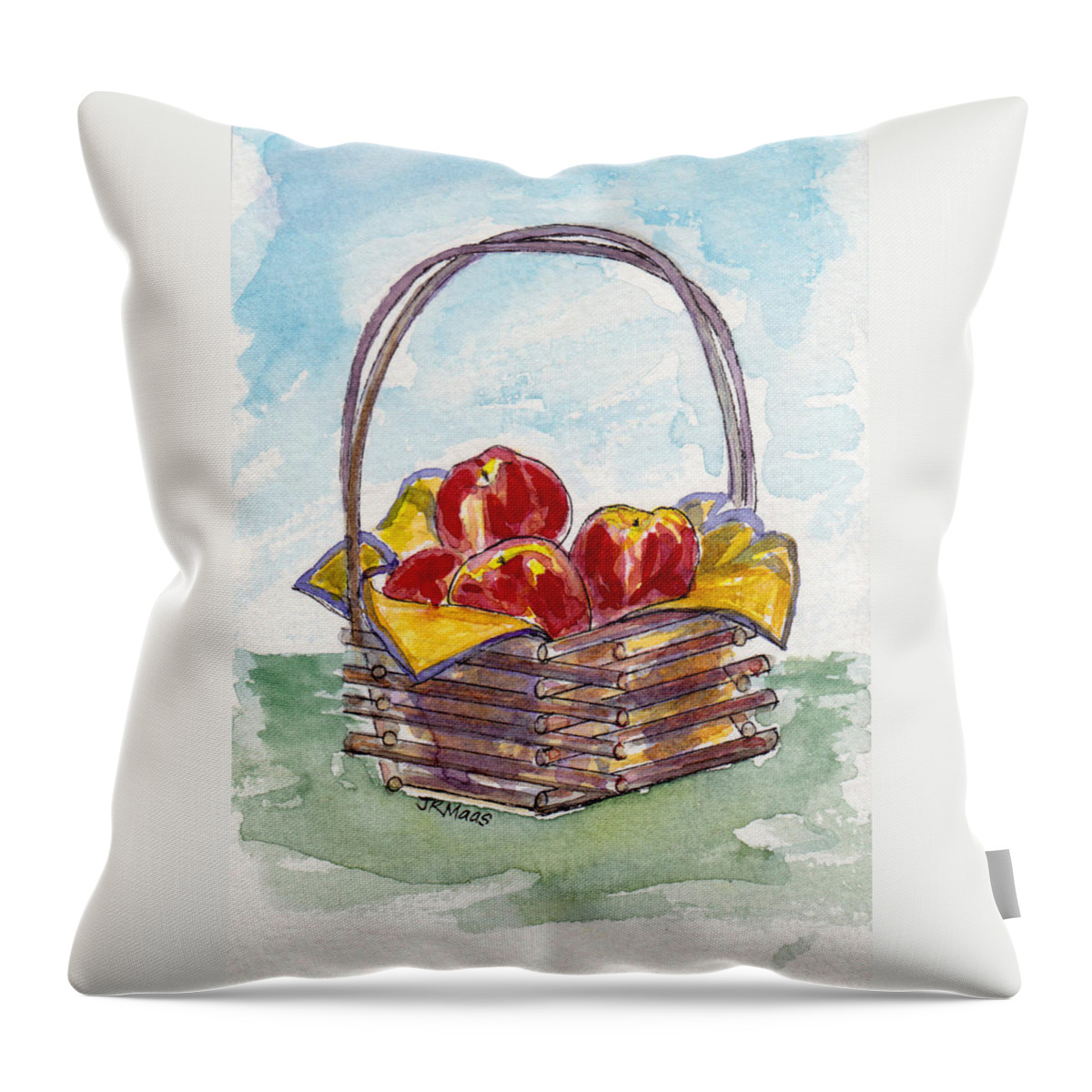 Willow Reed Basket Throw Pillow featuring the painting Apple Basket by Julie Maas