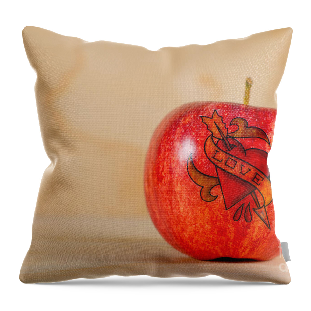 Red Throw Pillow featuring the photograph Apple Love by Jonas Luis
